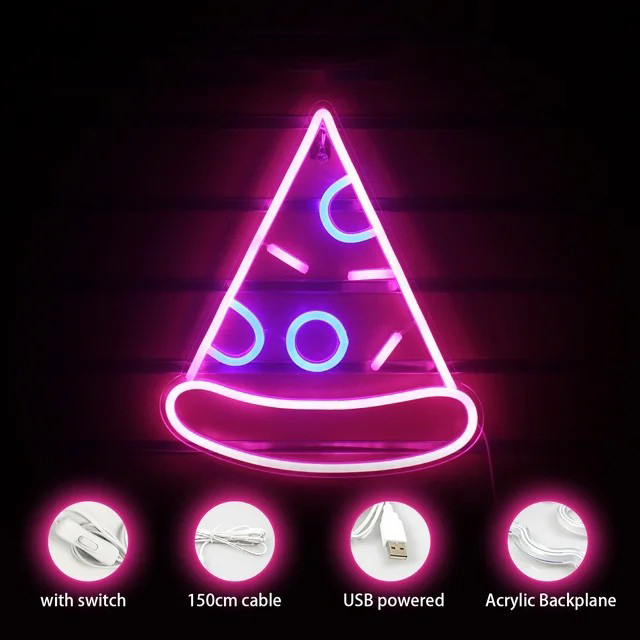 пица лед рекламирање светлечки знак на логото на ѕидот