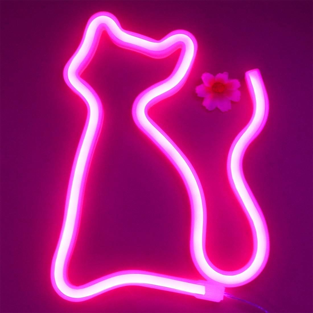 светло лого неонски предводена мачка маче знак